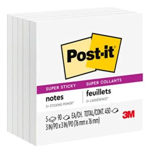 Post-it Super Sticky Notes, 3x3 in, 5 Pads,