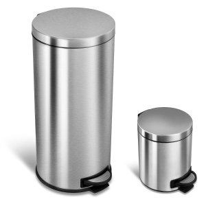 Nine Stars Combo 7.9 and 1.3 Gallon Step On Trash Can, Stainless Steel