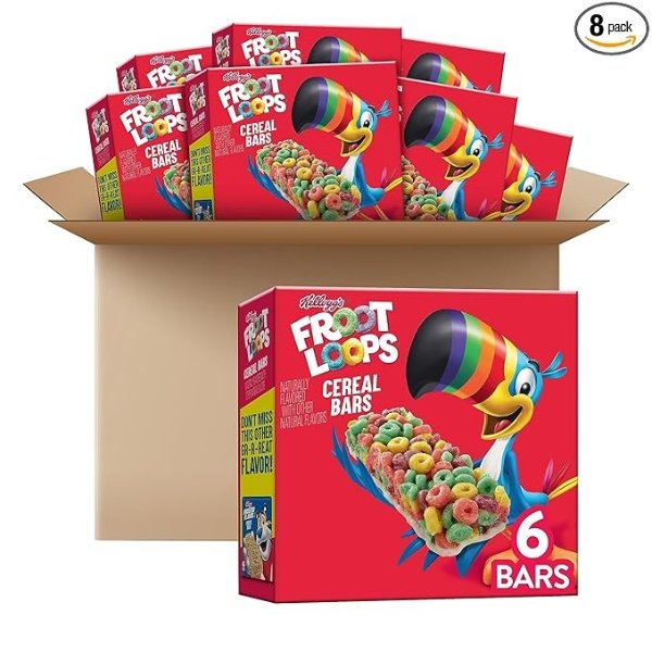 Kellogg's Froot Loops Cereal Bars, Original, On The Go Snack Food, 33.6oz Case (8 Count)