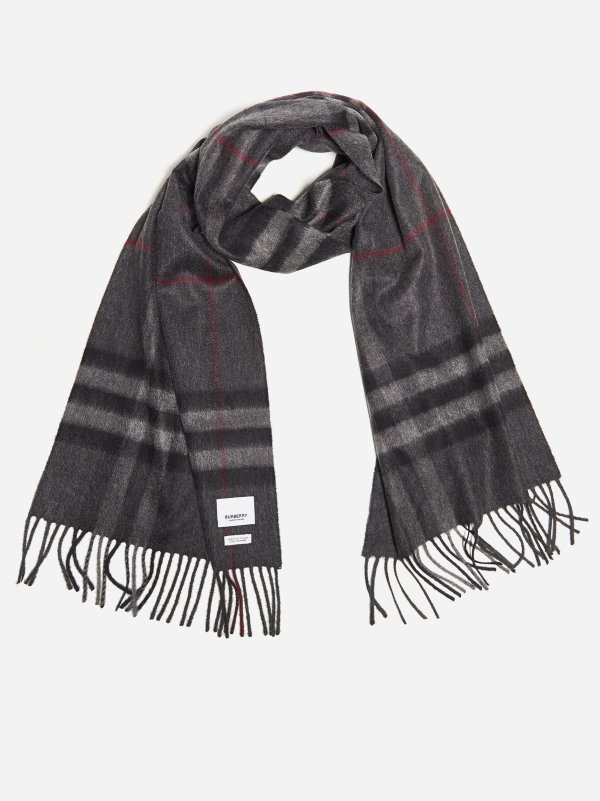 Check motif cashmere scarf