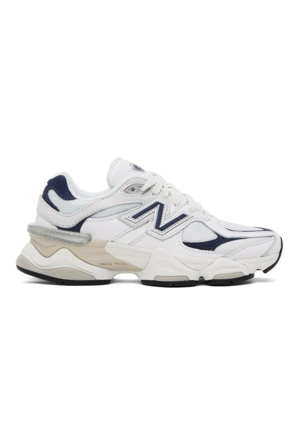 White & Navy 9060 Sneakers