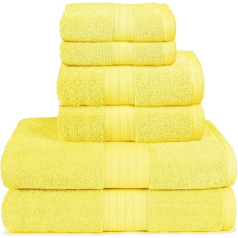 100%纯棉毛巾6件套 黄色