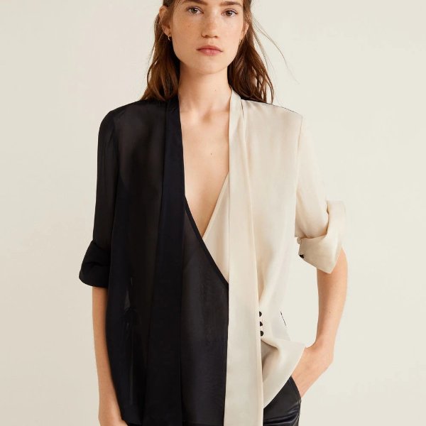 Two-tone flowy blouse - Women | MANGO USA