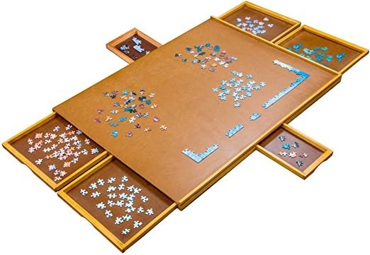Jumbl Puzzle Board | 27” x 35” Wooden Jigsaw Puzzle Table w/ 6 Storage & Sorting Drawers | Smooth Plateau Fiberboard Work Surface & Reinforced Hardwood | for Games & Puzzles Up to 1,500 Pieces