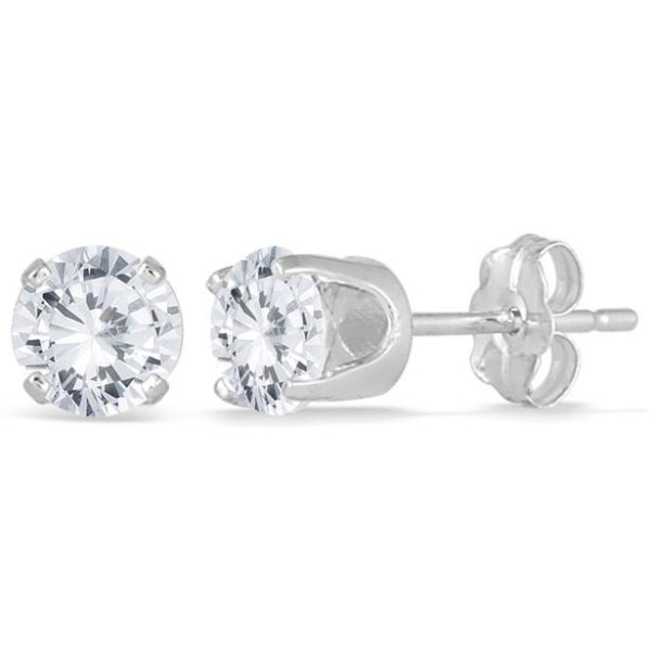1 Carat TW Round Solitaire Diamond Stud Earrings in 14K White Gold