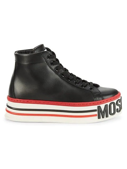 Logo Leather High-Top Platform Sneakers