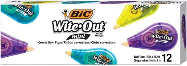 Wite-Out Brand Mini Correction Tape, White, 12-Count