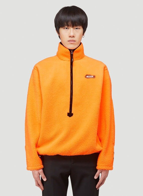 Faux-Shearling Pullover Jacket in Orange