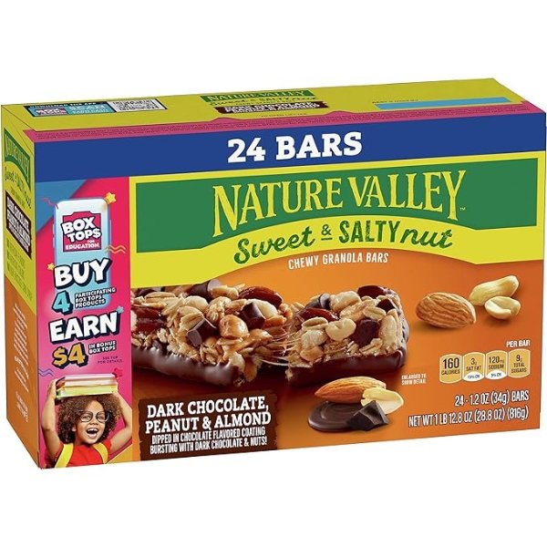 Nature Valley Chewy Granola Bars, Dark Chocolate Peanut Almond, 24 ct