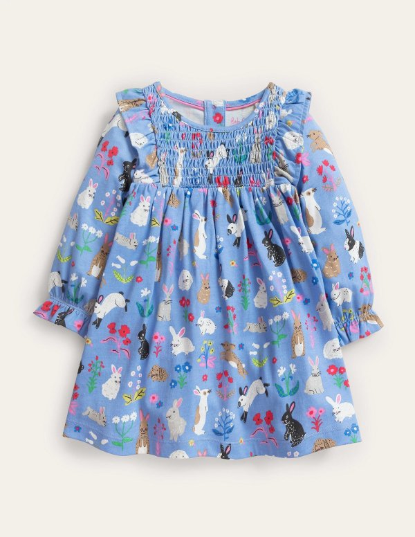 Printed Jersey Dress - Vista Blue Bunnies | Boden US