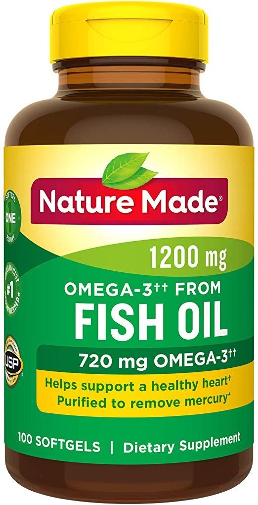 Omega-3†† from Fish Oil 1200 mg Softgels, 100 Count for Heart Health† (Packaging May Vary)