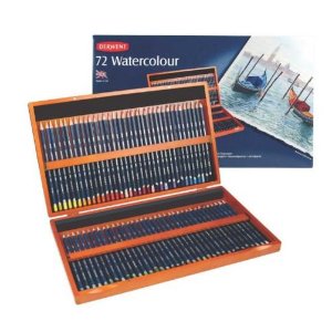 Derwent Watercolor Colored Pencils, 72 Watercolour, 3.4mm Core, Wooden Box, 72 Count (32891)