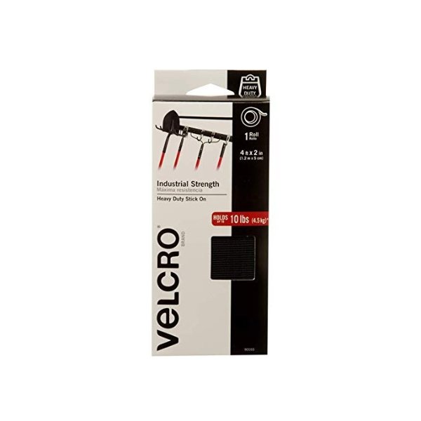 Velcro(r) Brand Fasteners 2 x 4-Inch Industrial Strength Tape, Black