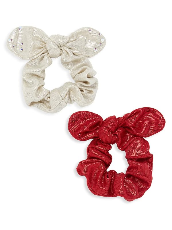 2-Piece Crystal Embellished Scrunchies