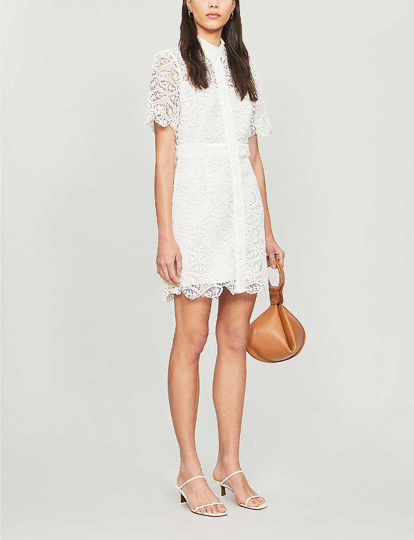 Live embroidered-floral lace mini dress