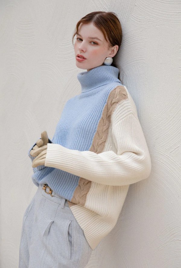 Hudson Wool Sweater - Blue & Ivory