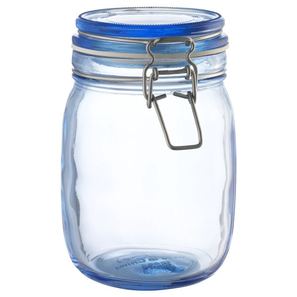 KORKEN blue, Jar with lid, Height: 16.5 cm - IKEA