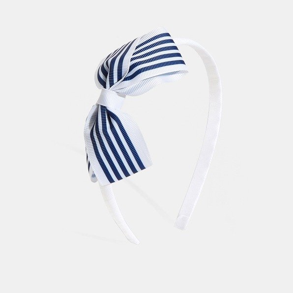 Girl headband with striped bow