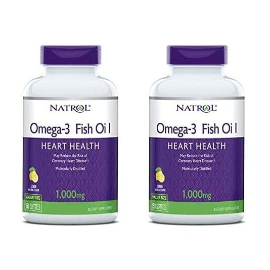 Natrol Omega-3 1000mg Fish Oil Softgels, 150 Count (Pack of 2)