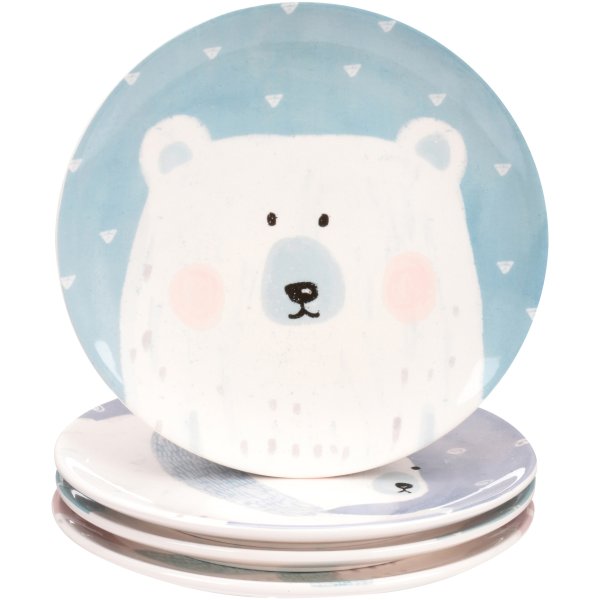 Round Polar Bear Appetizer Plate, 4 Pack