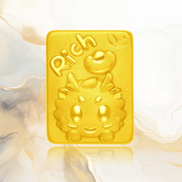 999 Pure 24K Gold Year of Dragon Gong-Xi-Fa-Cai Charm