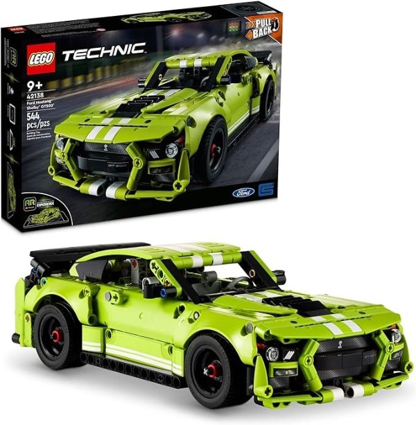 Technic Ford Mustang Shelby GT500 42138 Model Building Kit; Pull-Back Drag Race Car Toy for Ages 9+ (544 Pieces)