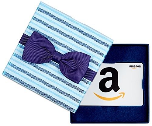 .com Gift Card in a Blue Bow-Tie Box