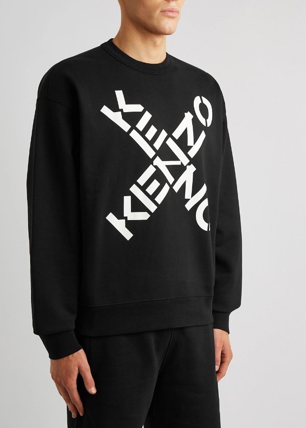 Black logo cotton-blend sweatshirt