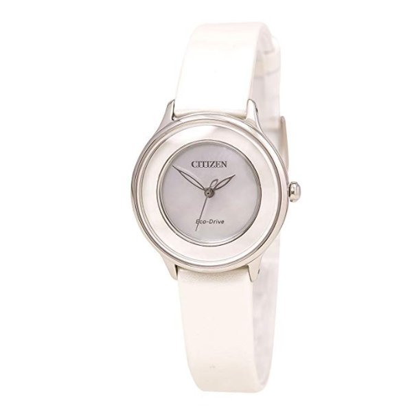 Circle of Time Mother of Pearl Leather Strap Ladies Watch EM0381-03D