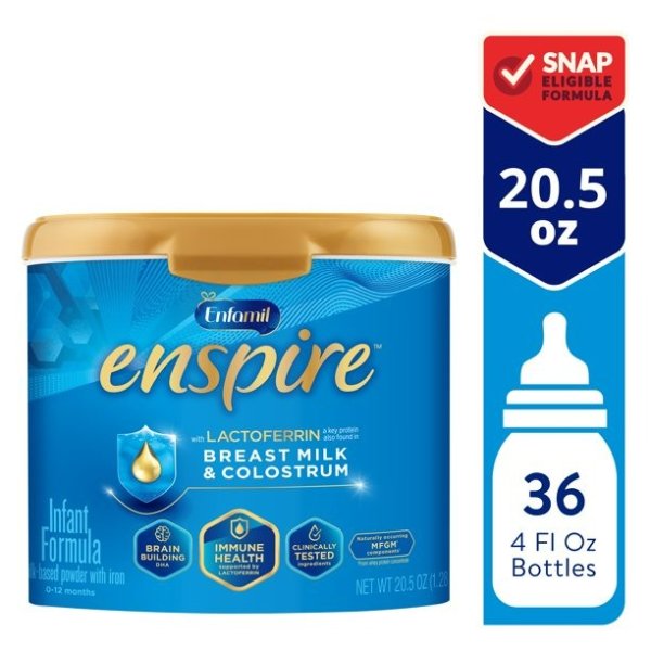 Enspire Baby Formula, with Lactoferrin Found in Colostrum and Breast Milk, DHA for Brain Support, Powder, 20.5 Oz Reusable Tub
