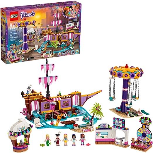 Friends Heartlake City Amusement Pier 41375 Toy Rollercoaster Building Kit with Mini Dolls and Toy Dolphin, Build and Play Set includes Toy Carousel, Ticket Kiosk and more (1,251 Pieces)