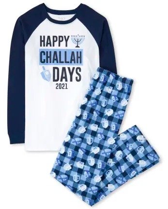 Unisex Adult Matching Family Hanukkah Challah Days Cotton Top And Fleece Pants Pajamas | The Children's Place - TIDAL