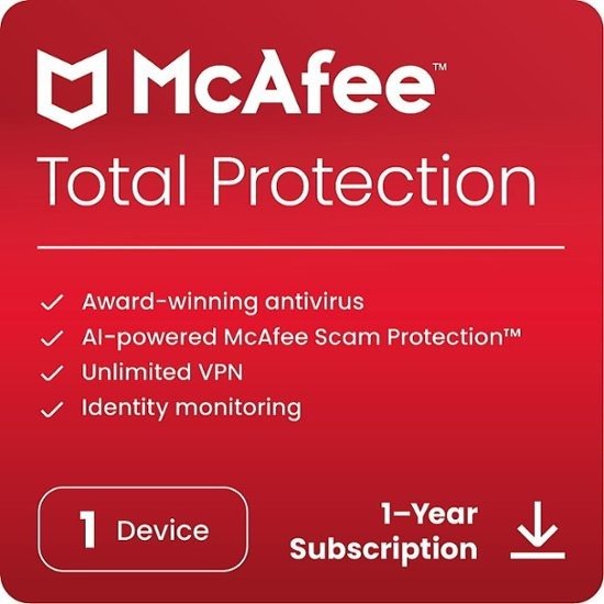 - Total Protection (1 Device) Antivirus & Internet Security Software (1-Year Subscription) - Android, Apple iOS, Chrome, Mac OS, Windows [Digital]