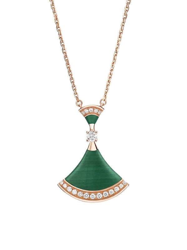 Divas' Dream 18K Rose Gold, Malachite & Diamond Pendant Necklace