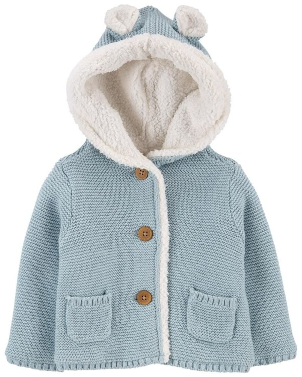 婴儿抓绒连帽保暖外套