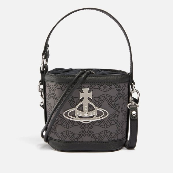 Daisy Drawstring Logo-Jacquard Leather Bag