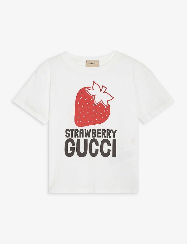 Strawberry short-sleeved cotton T-shirt 4-10 years