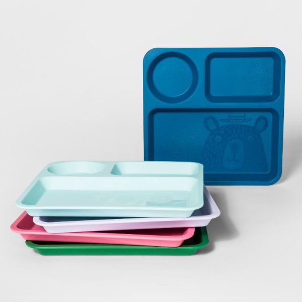 10" Plastic Kids Square Divided Plate - Pillowfort&#153;
