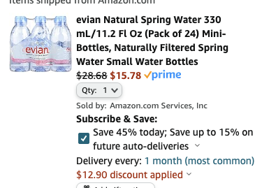 Amazon.com : evian Natural Spring Water 330 mL/11.2 Fl Oz (Pack of 24) 额外6折