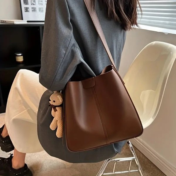 Chic & Spacious PU Leather Tote Bag: Comes with Clutch, Magnetic Closure - Ideal for Daily Use & Commuting