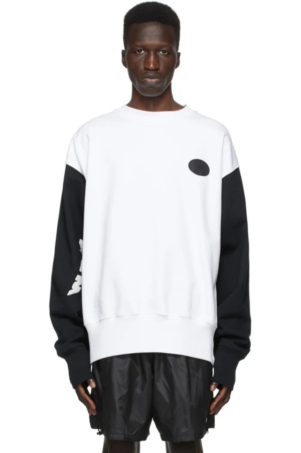 White & Black Logo Applique Sweatshirt