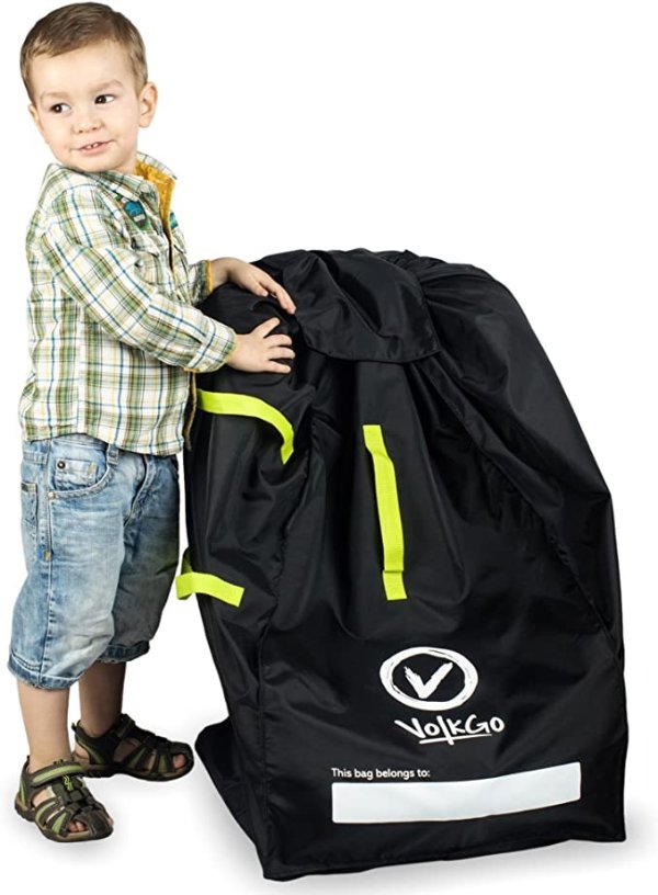 V VOLKGO Durable Car Seat Travel Bag with E-Book - Ideal Gate Check Bag for Air Travel & Saving Money - for Safe & Secure Car Seat - Fits Car Seats, Infant Carriers & Booster