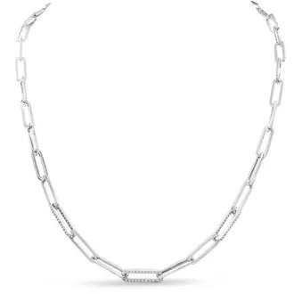 1/3 Carat Diamond Paperclip Chain Necklace In Sterling Silver, 16 Inches