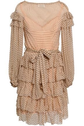 Ruffled polka-dot silk-georgette mini dress