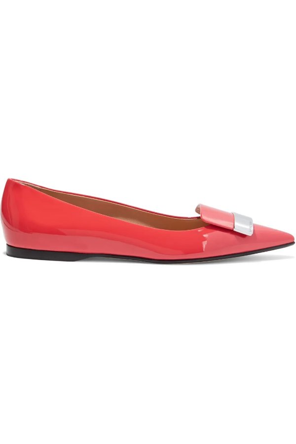 sr1 embellished patent-leather point-toe flats