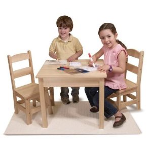 Melissa & Doug Wooden Table and 2 Chairs Set @ Woot！