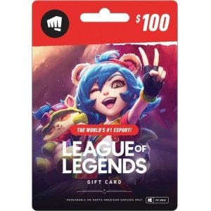 $100 League of Legends 英雄联盟礼卡（电子/实体礼卡）