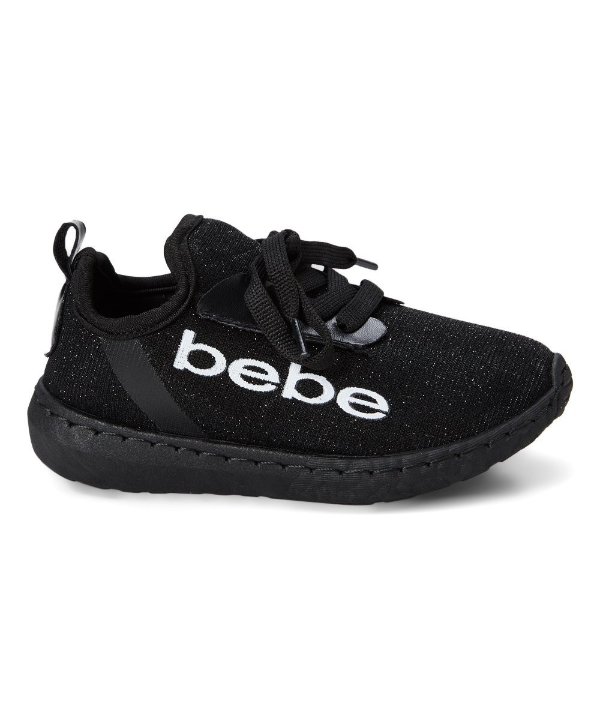 Black 'Bebe' Glitter Mesh Sneaker - Girls
