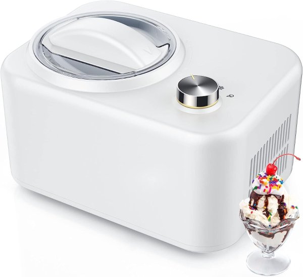 FREE VILLAGE 0.84-Qt Ice Cream Maker with Compressor, No Pre-freezing, 3 Modes Ice Cream Machine, Easy Use, Keep Cool Function, Home Ice Cream Maker makes Soft Serve, Gelato, Sorbet (ICE-0830)