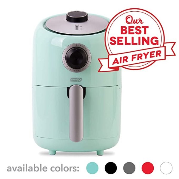 Compact Air Fryer 1.2 L Electric Air Fryer Oven Cooker with Temperature Control, Non Stick Fry Basket, Recipe Guide + Auto Shut off Feature - Aqua